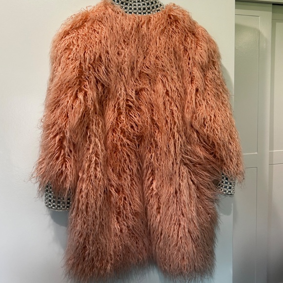 Laurence & Chico Pink Faux Fur Jacket Pearl Denim women's size S unique - Picture 12 of 12